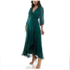 Women's Maison Tara Ruffle Trim Faux-Wrap Maxi